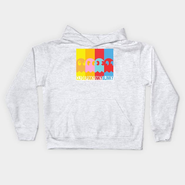 PACMAN Inky, Blinky, Pinky and Clyde Kids Hoodie by Eyz